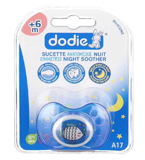 Dodie - Sucette forme anatomique silicone nuit (6M +) N°17