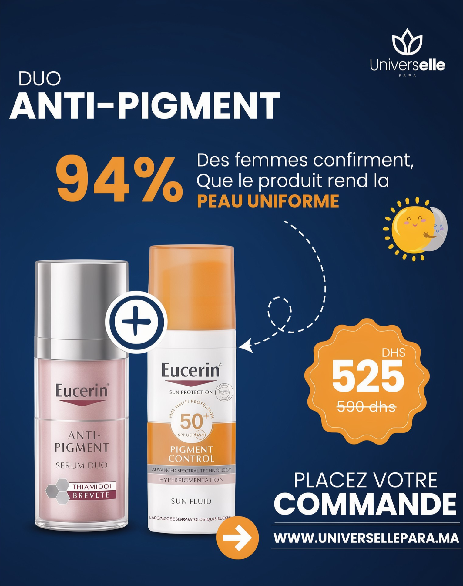 Le Duo Anti-Taches N°1 au Maroc: Sérum Duo + Écran Solaire Offert.