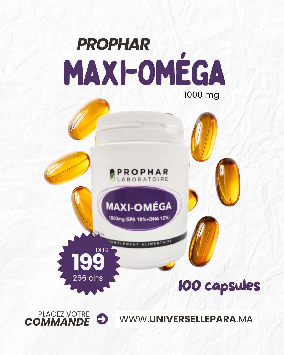 Prophar Maxi-Oméga 1000mg - 100 Capsules