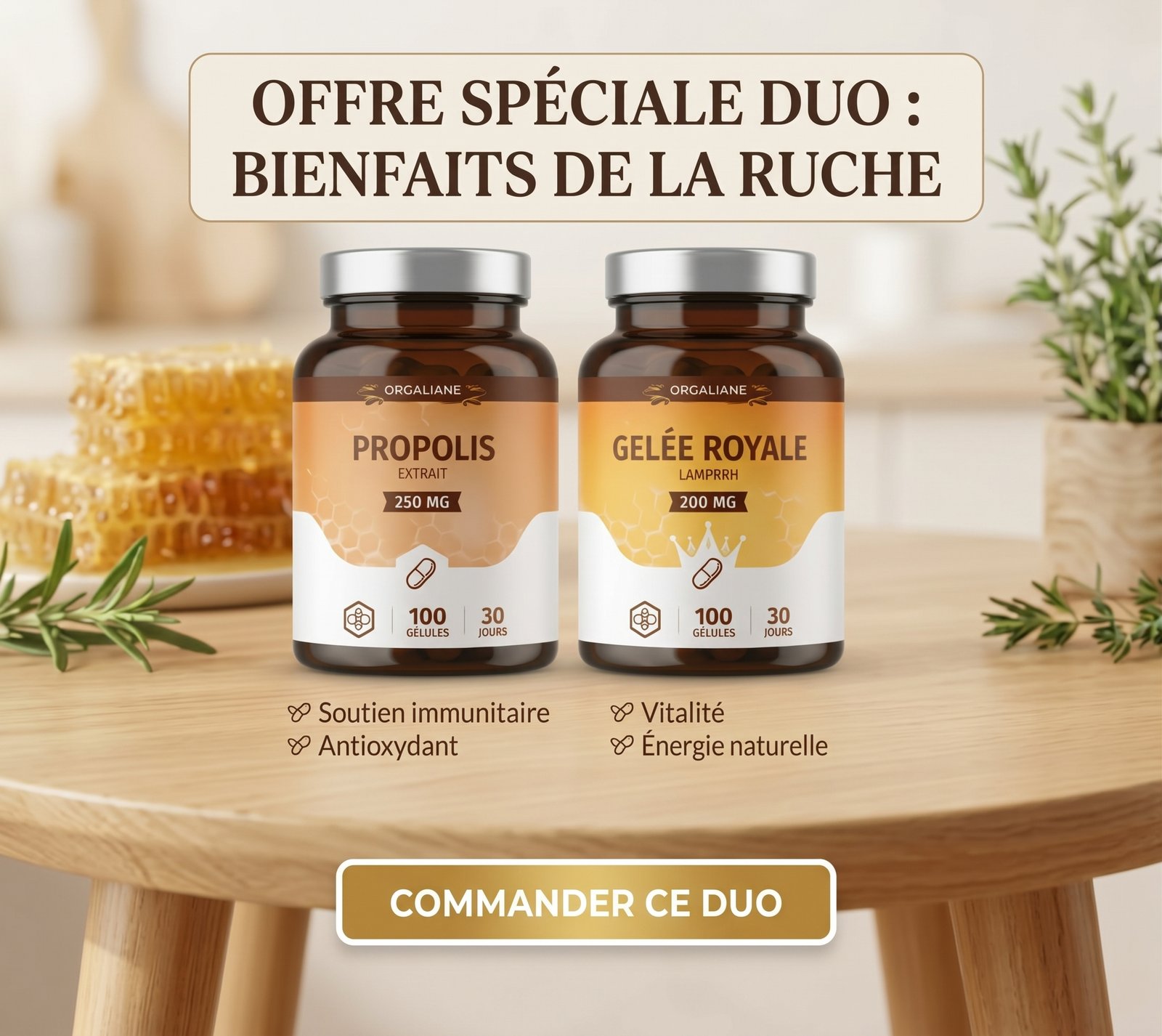 Home Duo Défenses Naturelles : Propolis Extrait & Gelée Royale – GPH (2x100 Gélules)